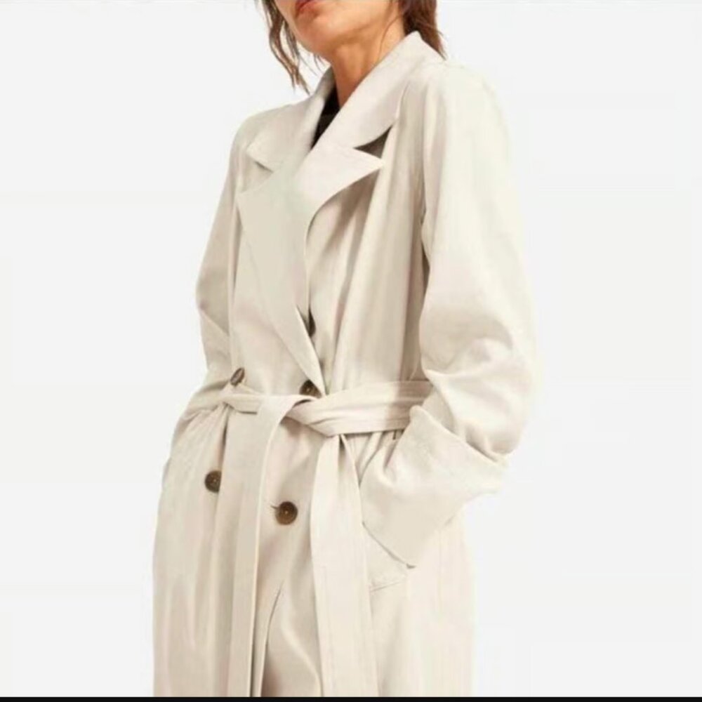 Everlane The Drape Trench Coat In Sandstone L - Picture 2 of 5